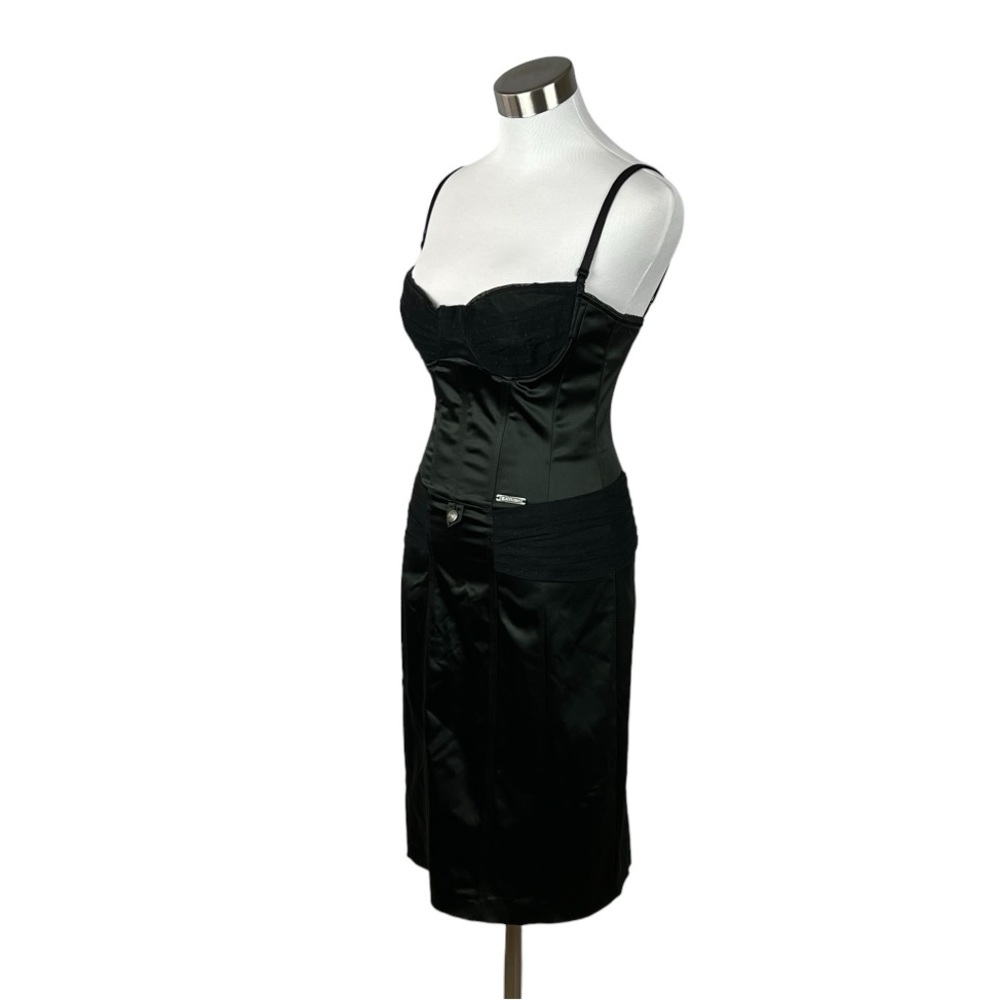 Galliano Vintage Y2K 2000’s Collection Black Spaghetti Strap Bustier Dress - Picture 3 of 9